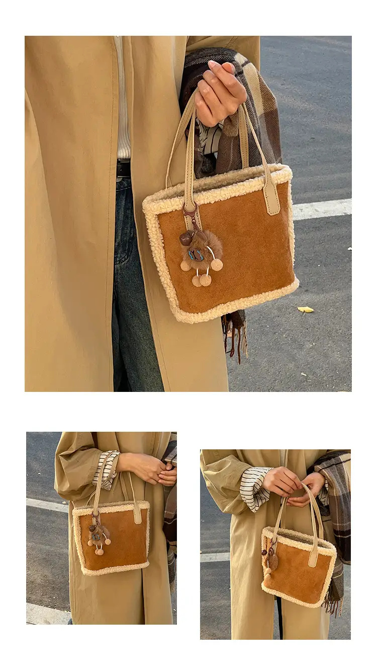 Lamb Wool Shoulder Bag Vintage Tassel Design — feature 4