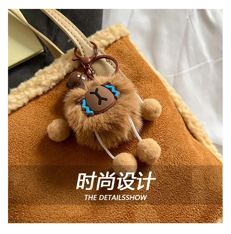 Lamb Wool Shoulder Bag Vintage Tassel Design — feature 8