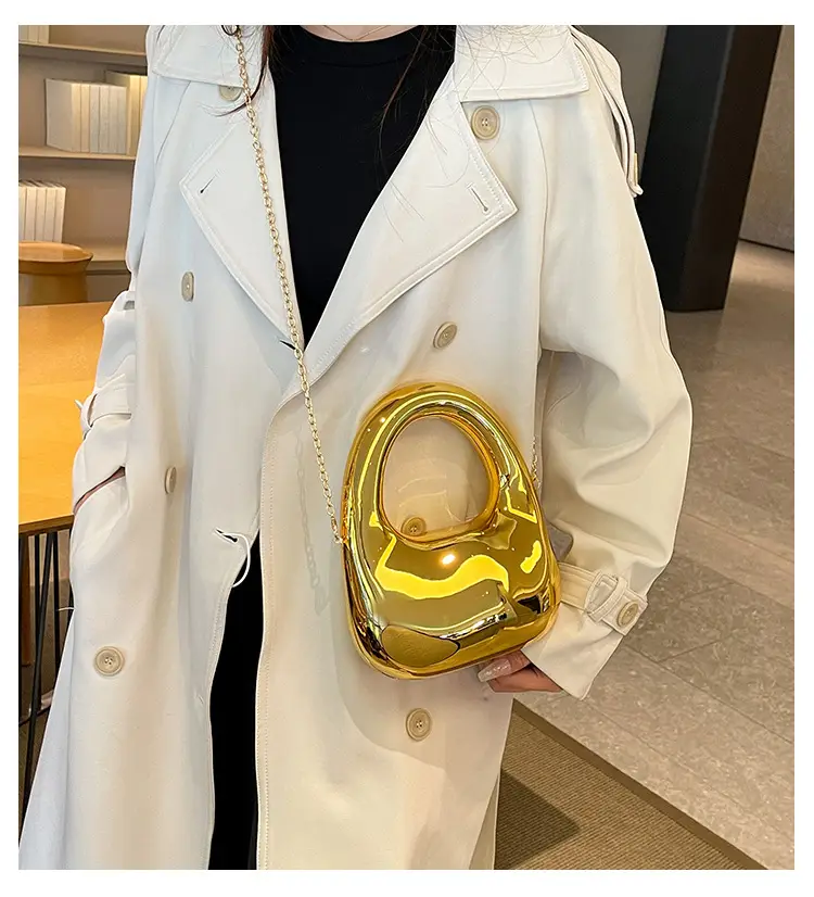 Gold Handbag with Mirror & Chain for Women — feature 1