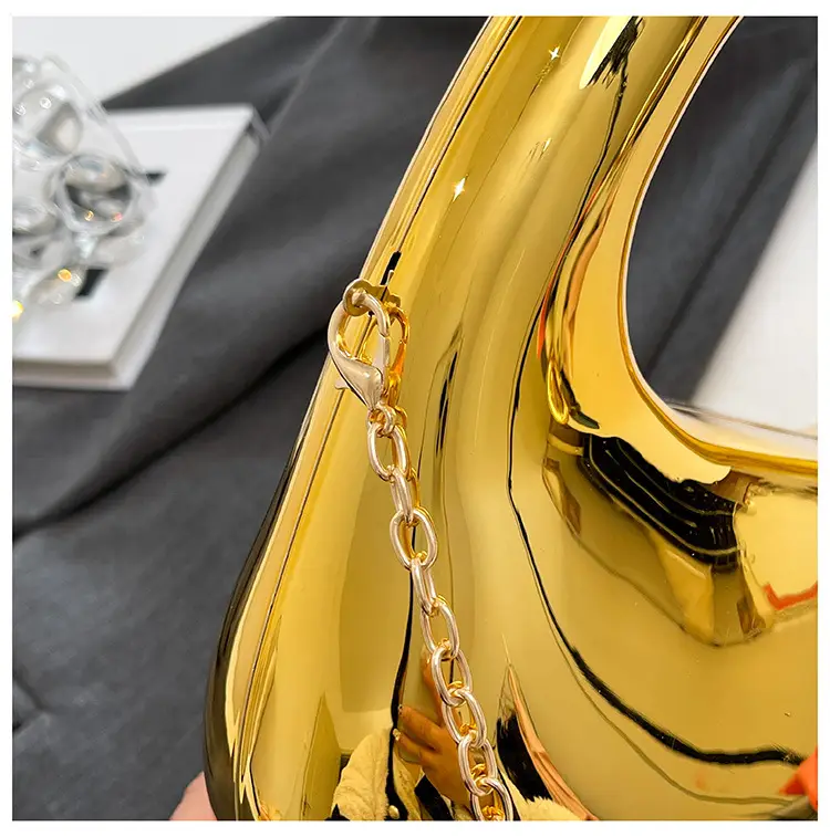 Gold Handbag with Mirror & Chain for Women — feature 18