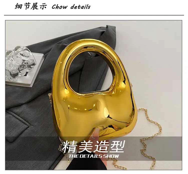 Gold Handbag with Mirror & Chain for Women — feature 4