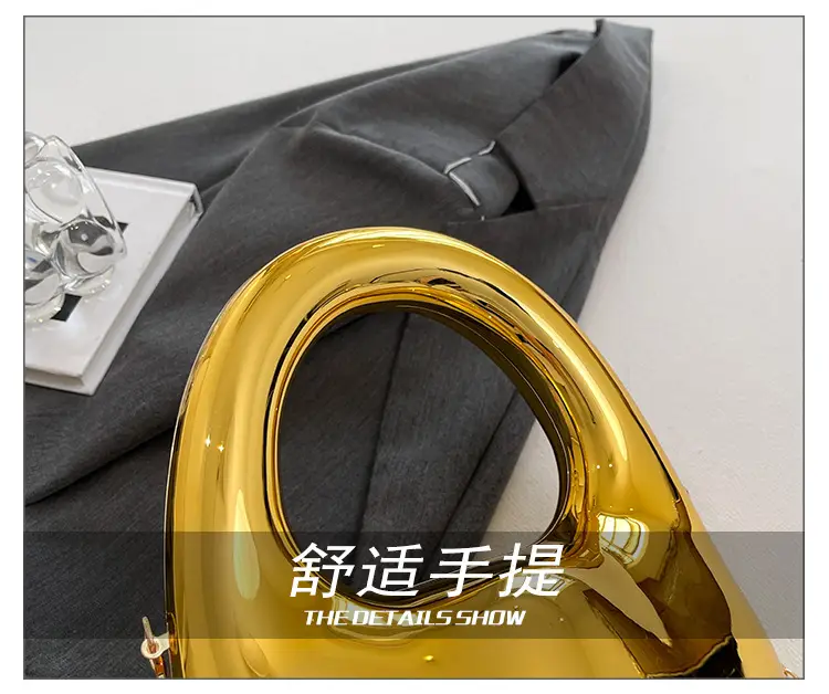 Gold Handbag with Mirror & Chain for Women — feature 5