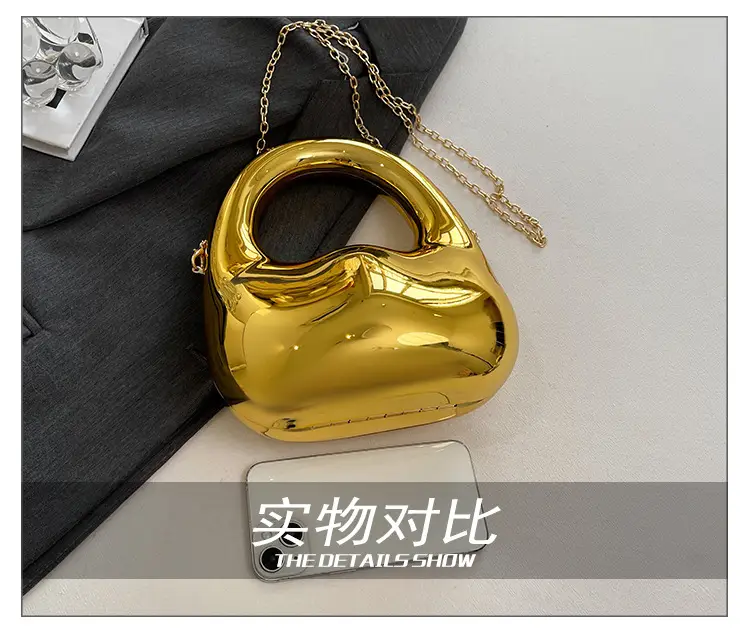 Gold Handbag with Mirror & Chain for Women — feature 8