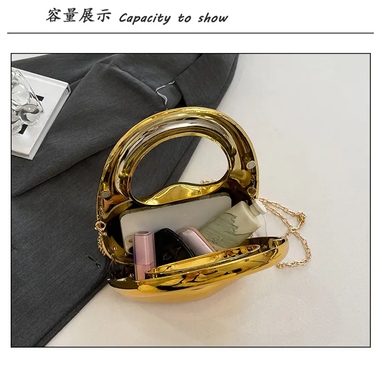 Gold Handbag with Mirror & Chain for Women — feature 9