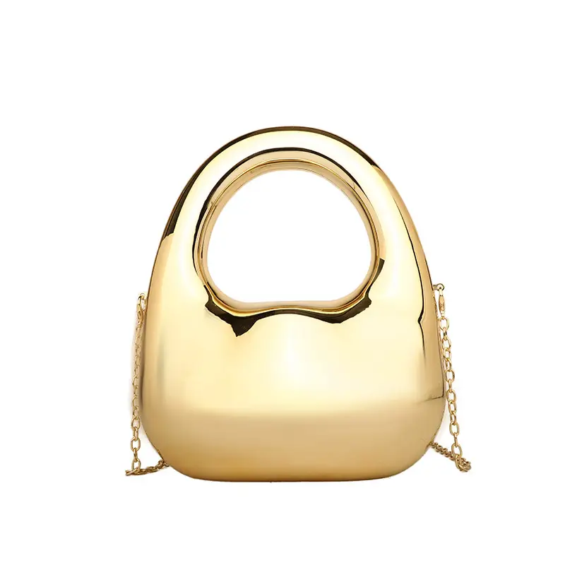 Gold Handbag with Mirror & Chain for Women