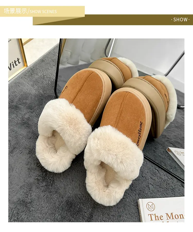 2025 New Style Closed-Toe Cotton Slippers for Women, Autumn and Winter Thick-Soled Non-Slip Flip-Top Indoor Home Warm Cotton Slippers for Men — feature 4