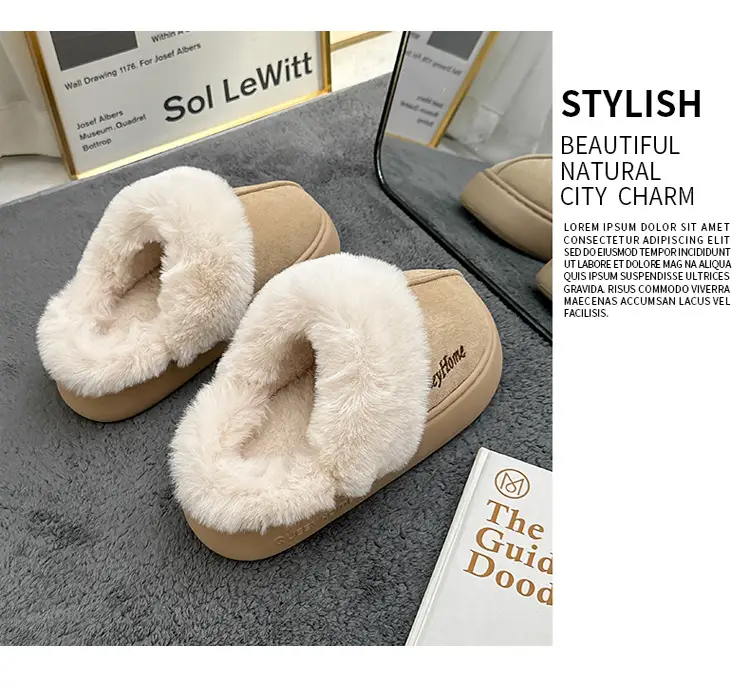 2025 New Style Closed-Toe Cotton Slippers for Women, Autumn and Winter Thick-Soled Non-Slip Flip-Top Indoor Home Warm Cotton Slippers for Men — feature 5