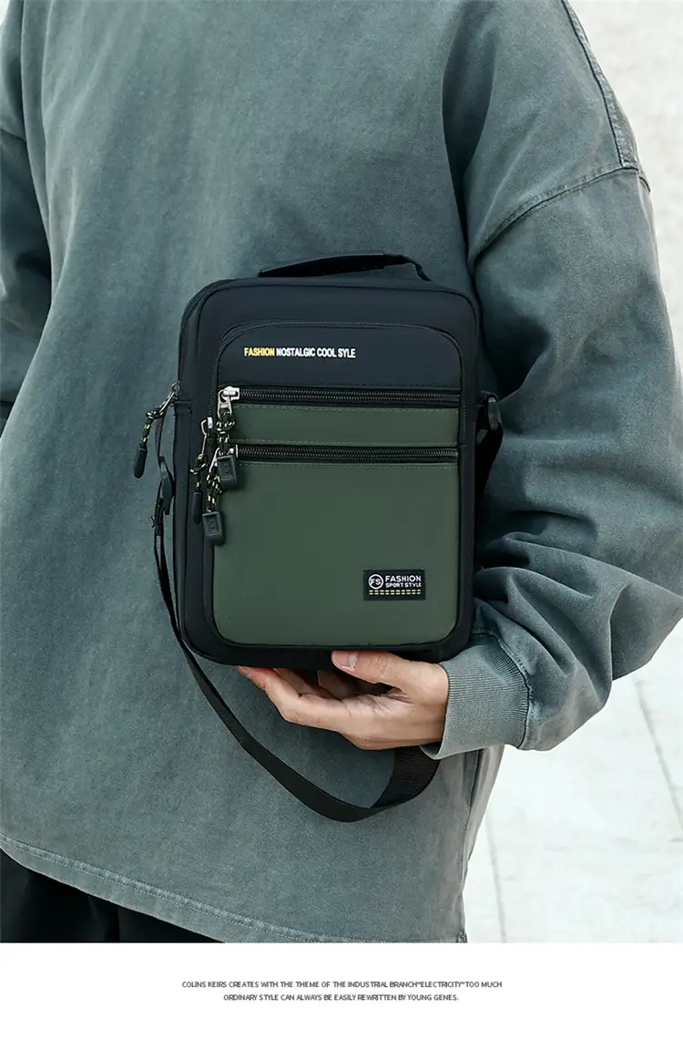 Men's Waterproof Crossbody Bag Green Black 2026 — feature 12