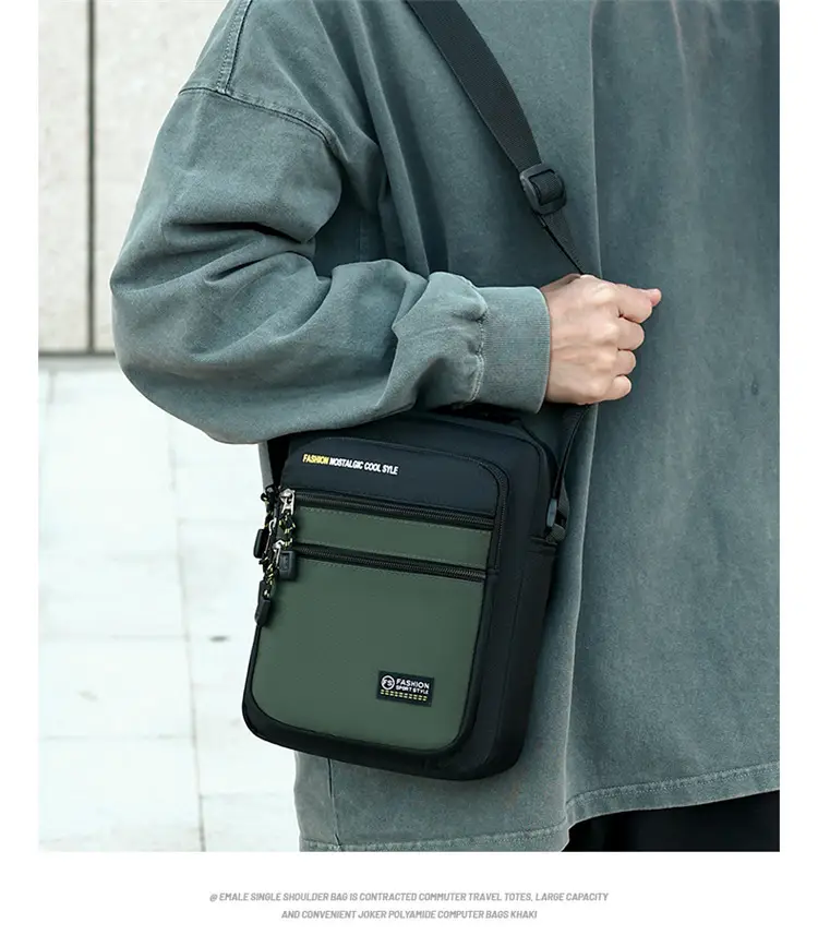 Men's Waterproof Crossbody Bag Green Black 2026 — feature 14