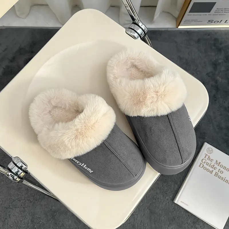 Plush Cotton Slippers for Women, Autumn and Winter Warm 2025 New Model, Indoor Home Non-Slip Thick-Soled Slippers with a Soft Cushioning Feel, Closed-Toe Cotton Slippers for Men - Image 8