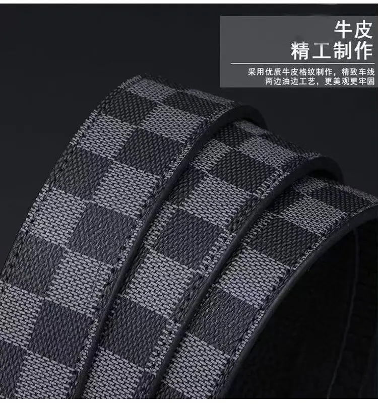 Men's Cross-Body Belt with Gold GG Buckle & Checkered Pattern — feature 7