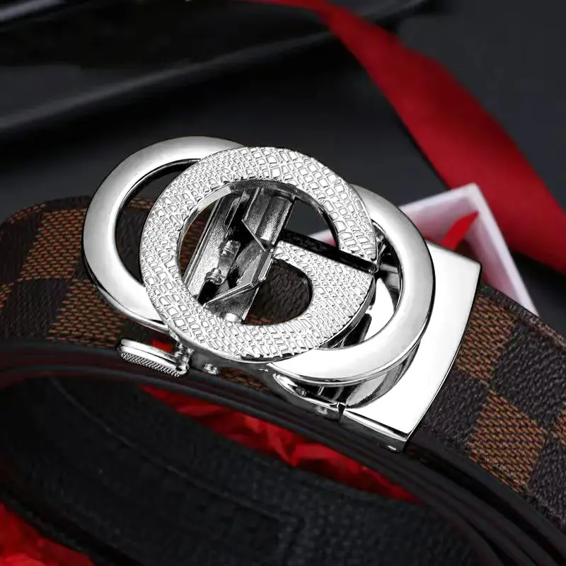 Men's Cross-Body Belt with Gold GG Buckle & Checkered Pattern - Image 3