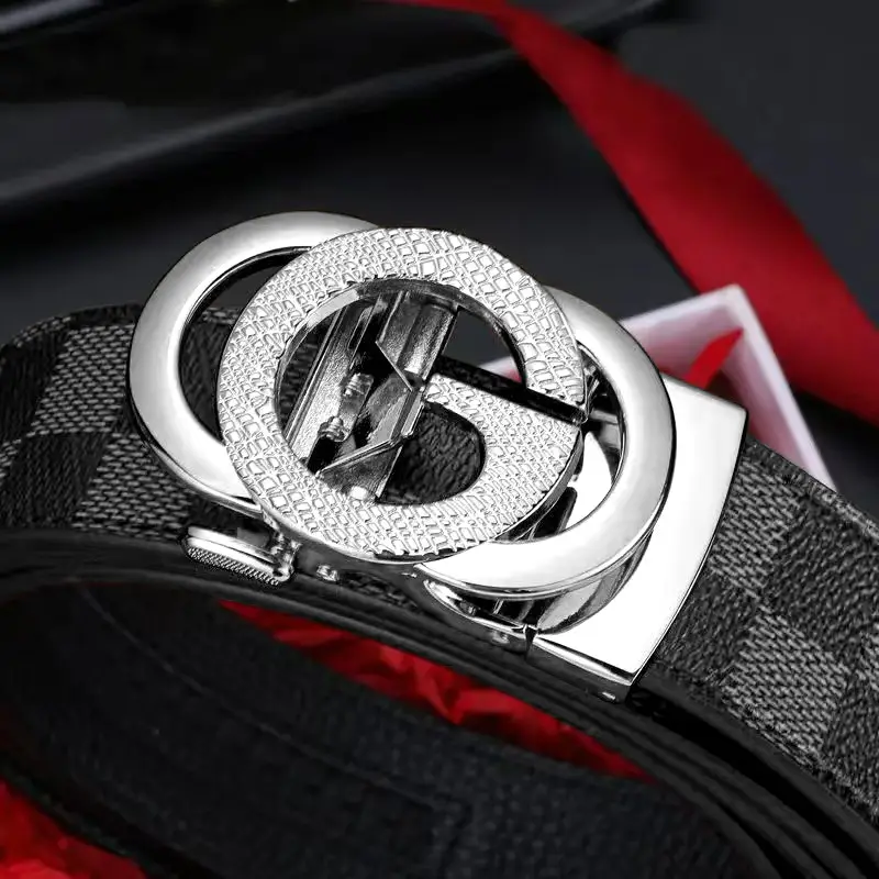 Men's Cross-Body Belt with Gold GG Buckle & Checkered Pattern - Image 4