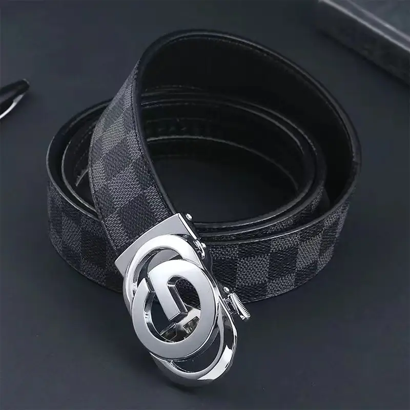 Men's Cross-Body Belt with Gold GG Buckle & Checkered Pattern - Image 8