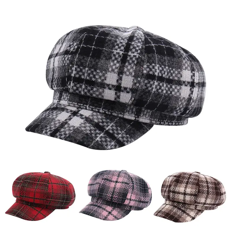 New Vintage Plaid Duck Tongs Woolen Cap for Kids - Image 4