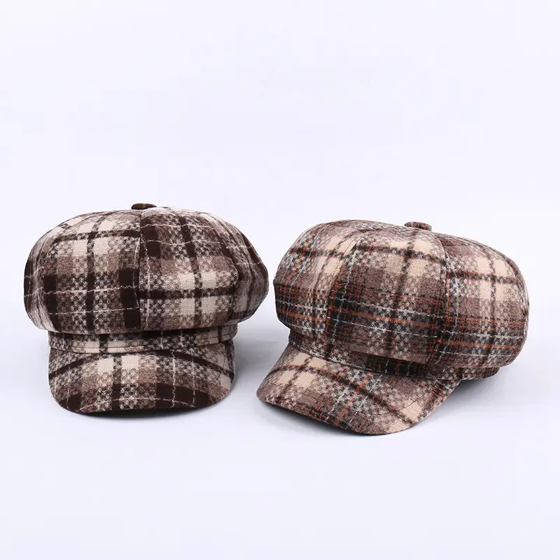 New Vintage Plaid Duck Tongs Woolen Cap for Kids - Image 5