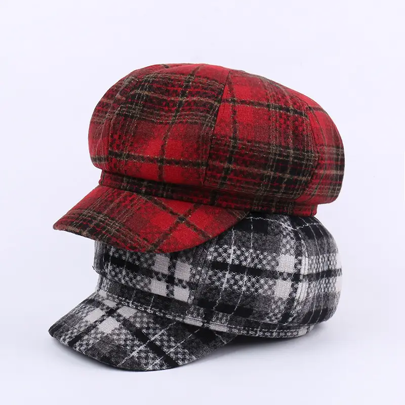 New Vintage Plaid Duck Tongs Woolen Cap for Kids - Image 6