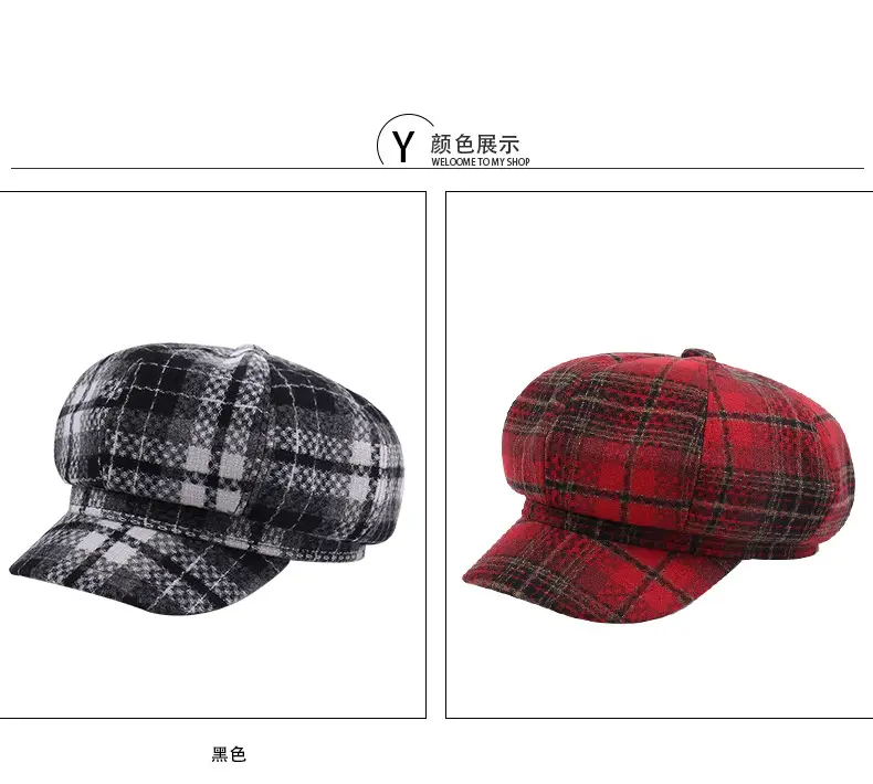 New Vintage Plaid Duck Tongs Woolen Cap for Kids — feature 18