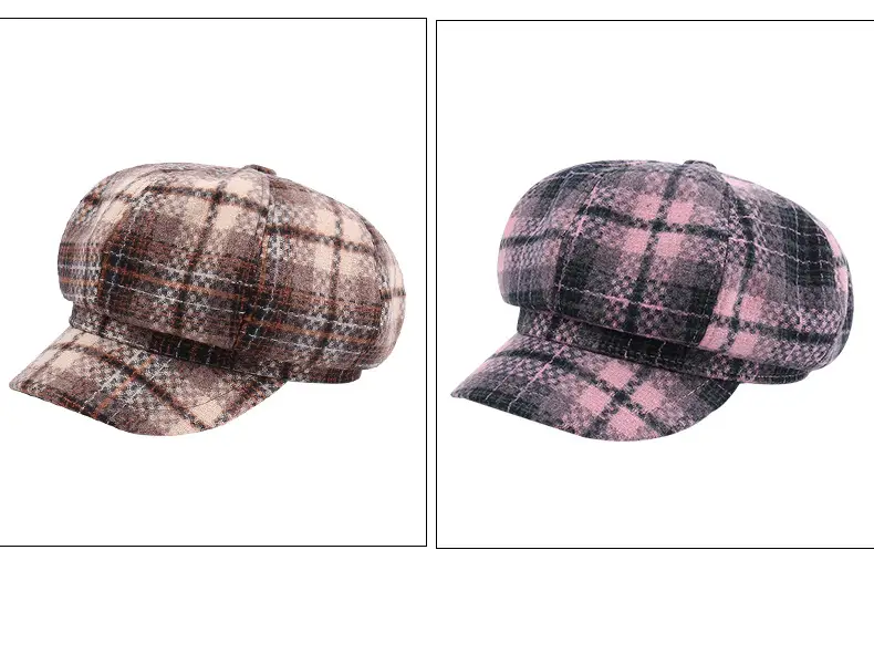 New Vintage Plaid Duck Tongs Woolen Cap for Kids — feature 19