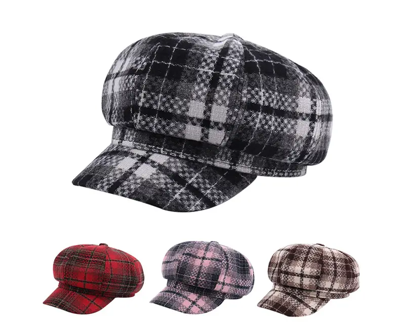 New Vintage Plaid Duck Tongs Woolen Cap for Kids — feature 20