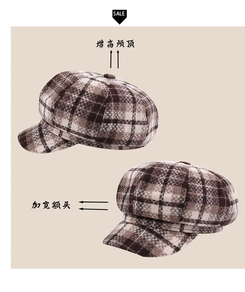 New Vintage Plaid Duck Tongs Woolen Cap for Kids — feature 21