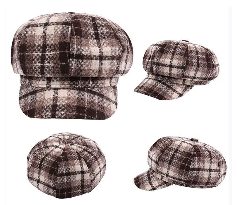 New Vintage Plaid Duck Tongs Woolen Cap for Kids — feature 25