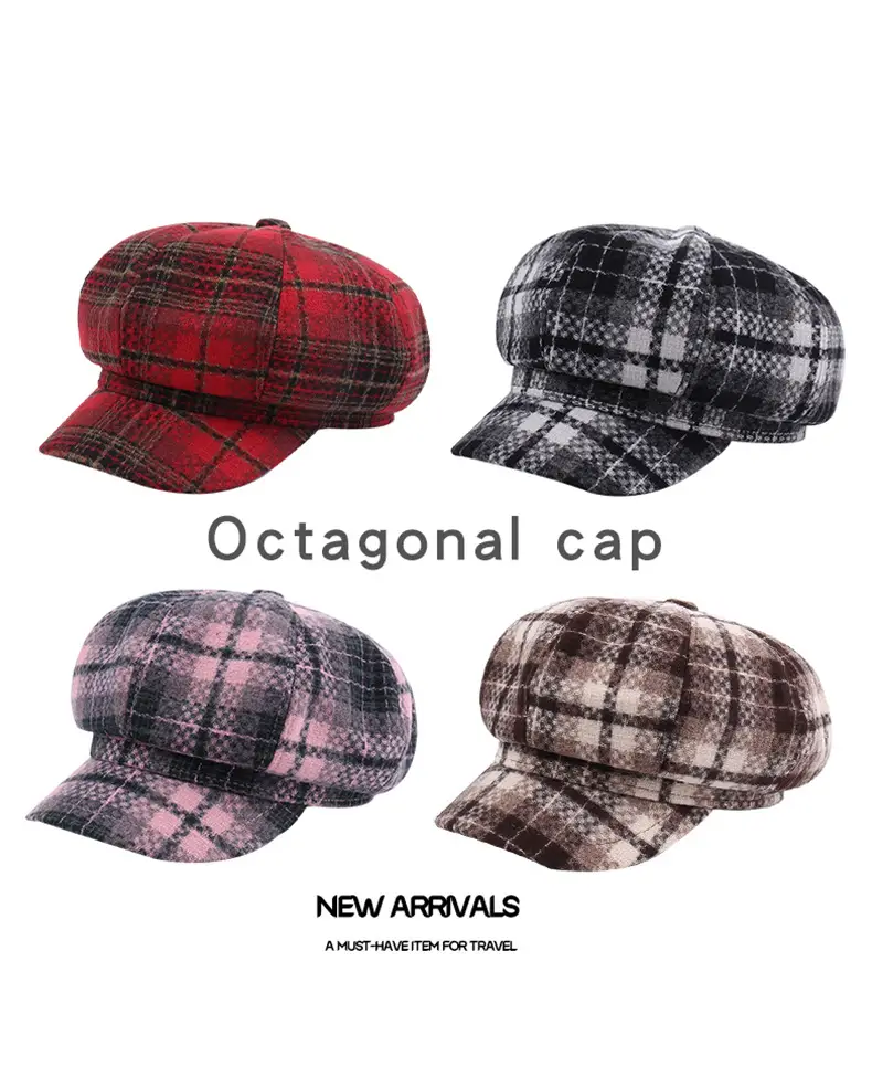 New Vintage Plaid Duck Tongs Woolen Cap for Kids — feature 26