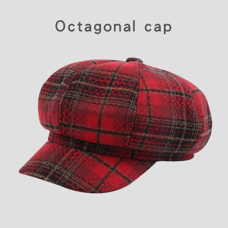 New Vintage Plaid Duck Tongs Woolen Cap for Kids - Image 2