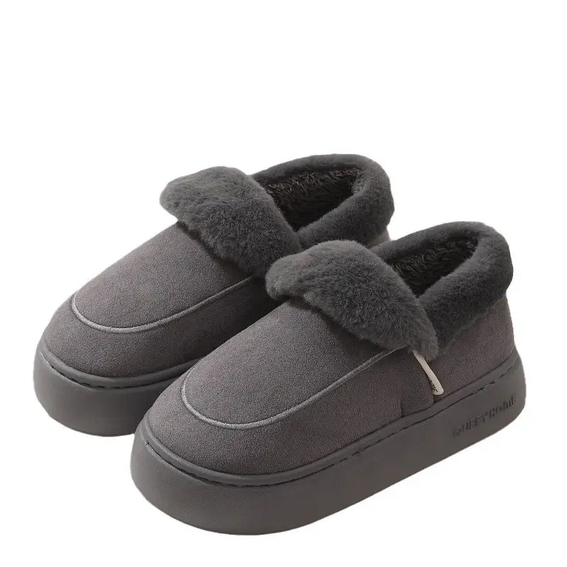 Thick-Soled Cotton Slippers for Men to Wear Outside in Winter 2025 New Style with Lapels for Home Warm Plush Fleece-Lined Cotton Slippers - Image 9