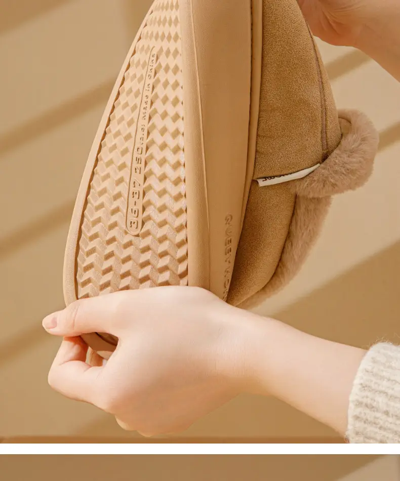 Thick-Soled Cotton Slippers for Men to Wear Outside in Winter 2025 New Style with Lapels for Home Warm Plush Fleece-Lined Cotton Slippers — feature 12