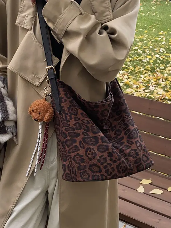 Leopard Print Shoulder Bag Brown New Fashion 2024 - Image 6