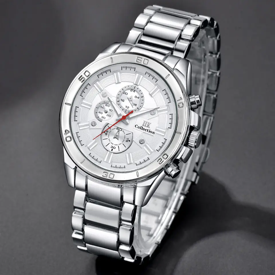 Men's Quartz Chronograph Watch Silver Alloy Waterproof - Image 10