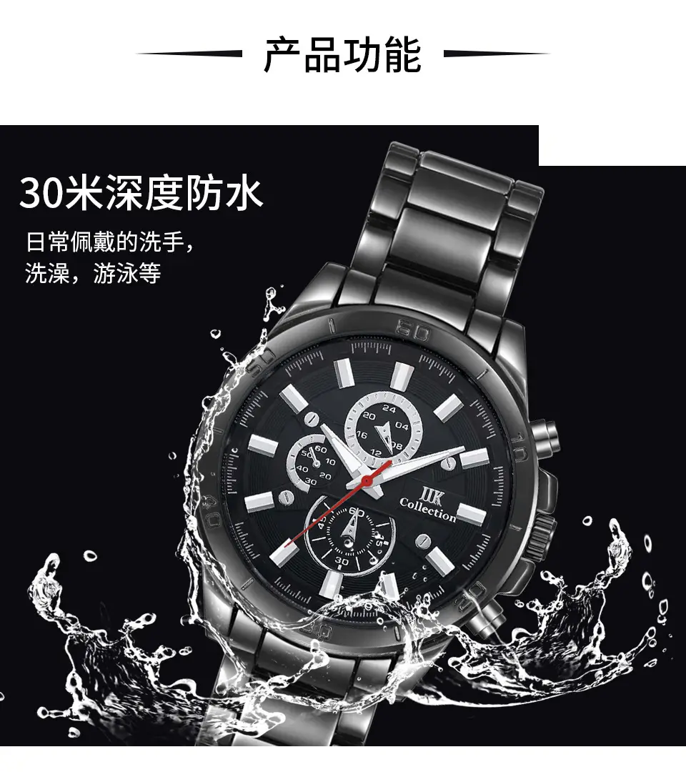 Men's Quartz Chronograph Watch Silver Alloy Waterproof — feature 4