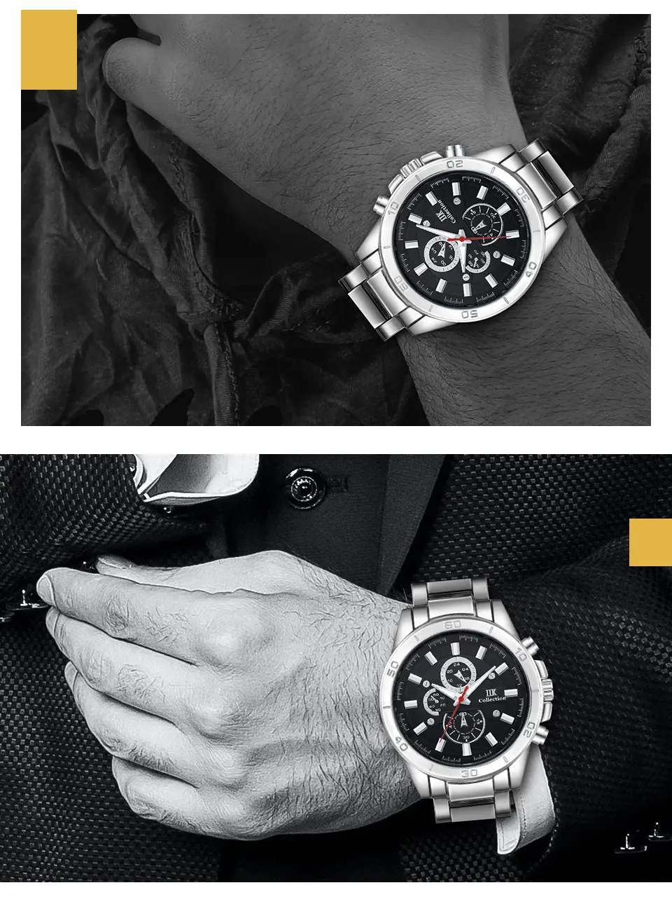 Men's Quartz Chronograph Watch Silver Alloy Waterproof — feature 8
