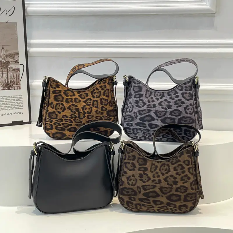 Leopard Print Women's Shoulder Bag 2024 Winter