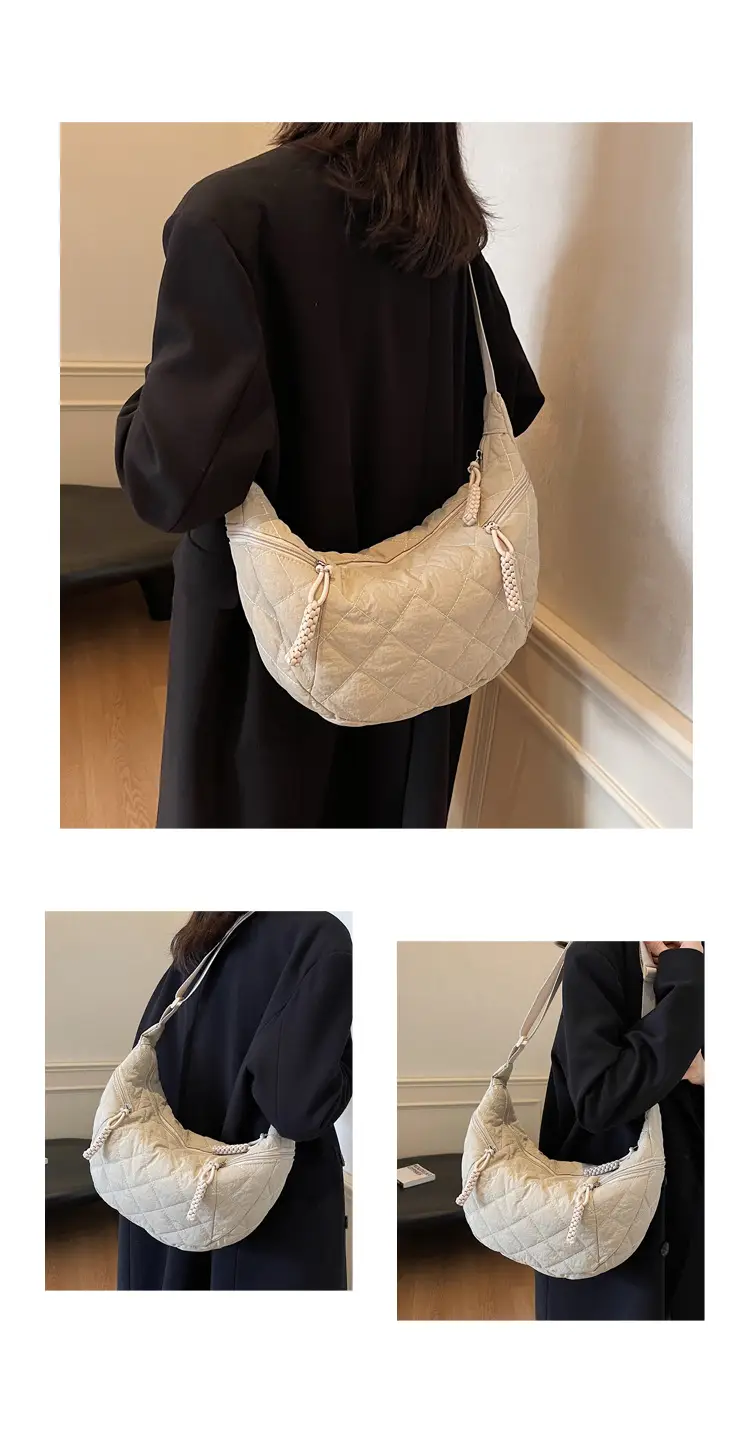Vintage Quilted Shoulder Bag Olive Green Large Capacity — feature 13