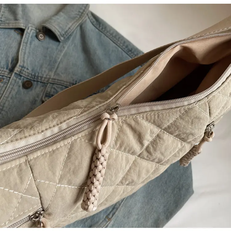 Vintage Quilted Shoulder Bag Olive Green Large Capacity — feature 24