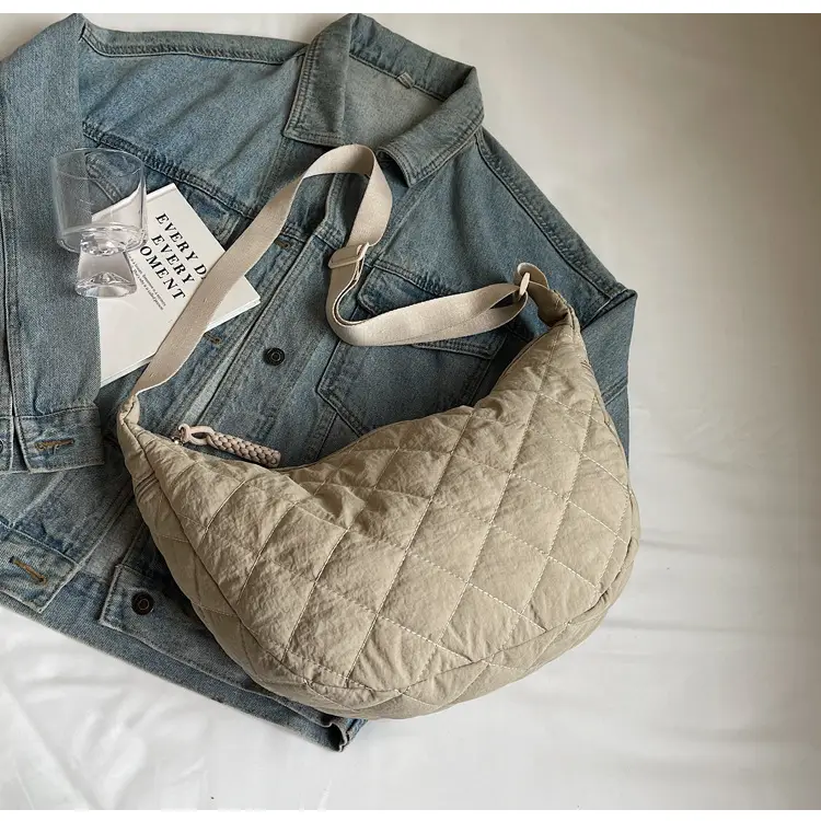 Vintage Quilted Shoulder Bag Olive Green Large Capacity — feature 27