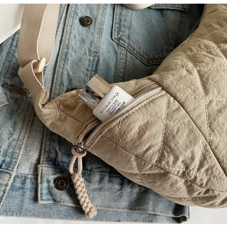 Vintage Quilted Shoulder Bag Olive Green Large Capacity — feature 28