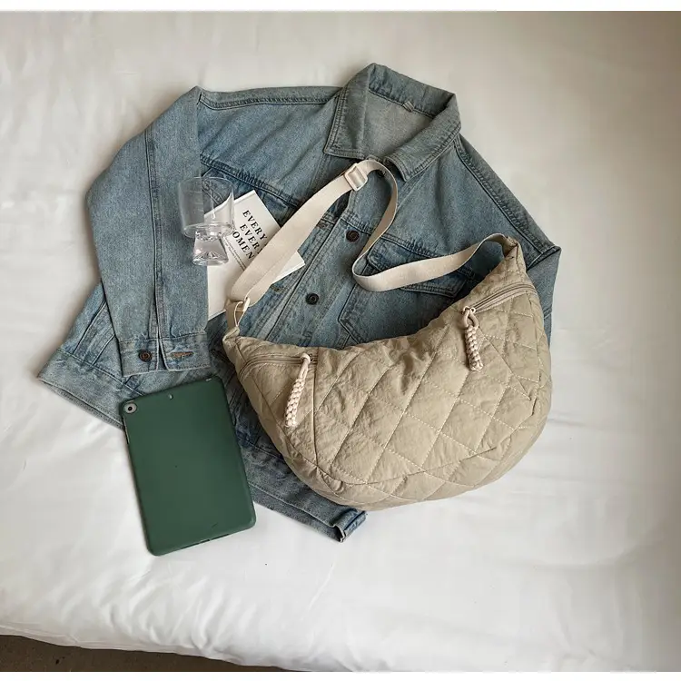 Vintage Quilted Shoulder Bag Olive Green Large Capacity — feature 30