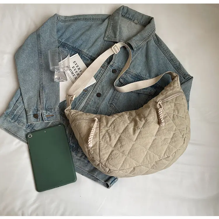 Vintage Quilted Shoulder Bag Olive Green Large Capacity — feature 31