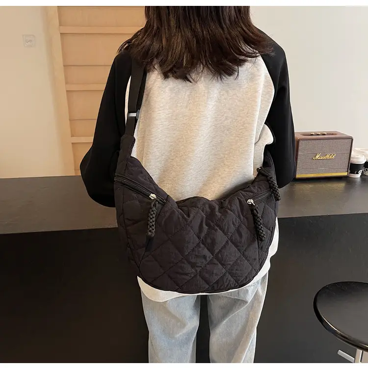Vintage Quilted Shoulder Bag Olive Green Large Capacity — feature 66