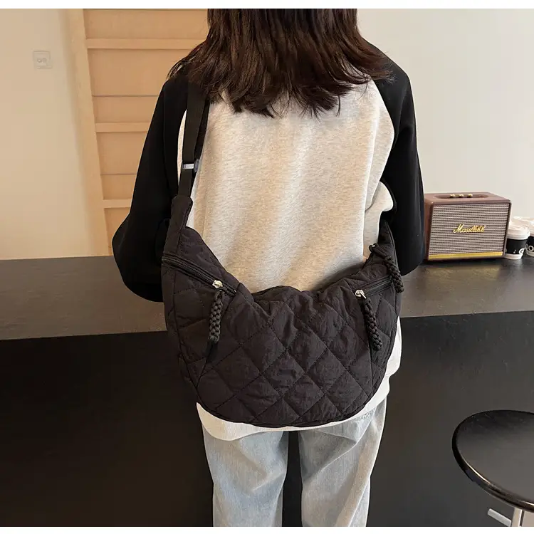 Vintage Quilted Shoulder Bag Olive Green Large Capacity — feature 67