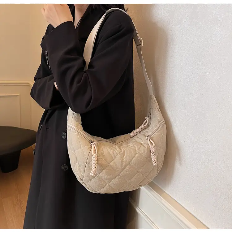 Vintage Quilted Shoulder Bag Olive Green Large Capacity — feature 91
