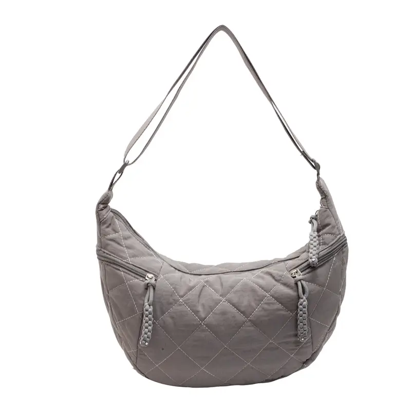 Vintage Quilted Shoulder Bag Olive Green Large Capacity - Image 2