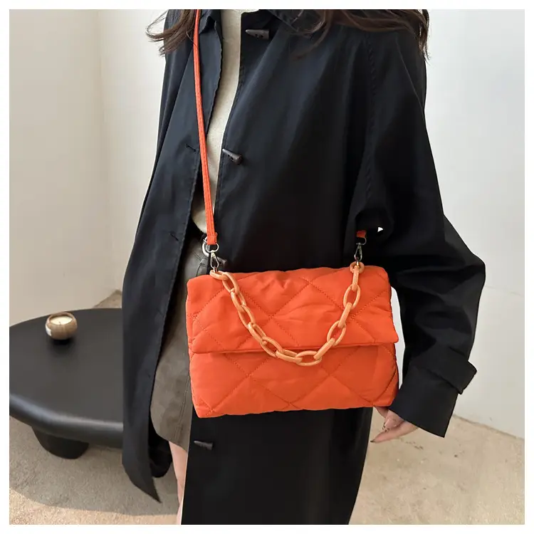 Winter Shoulder Bag Women's Purple Rhombic Crossbody - Image 3