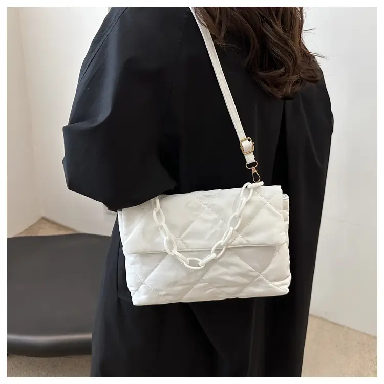 Winter Shoulder Bag Women's Purple Rhombic Crossbody — feature 14