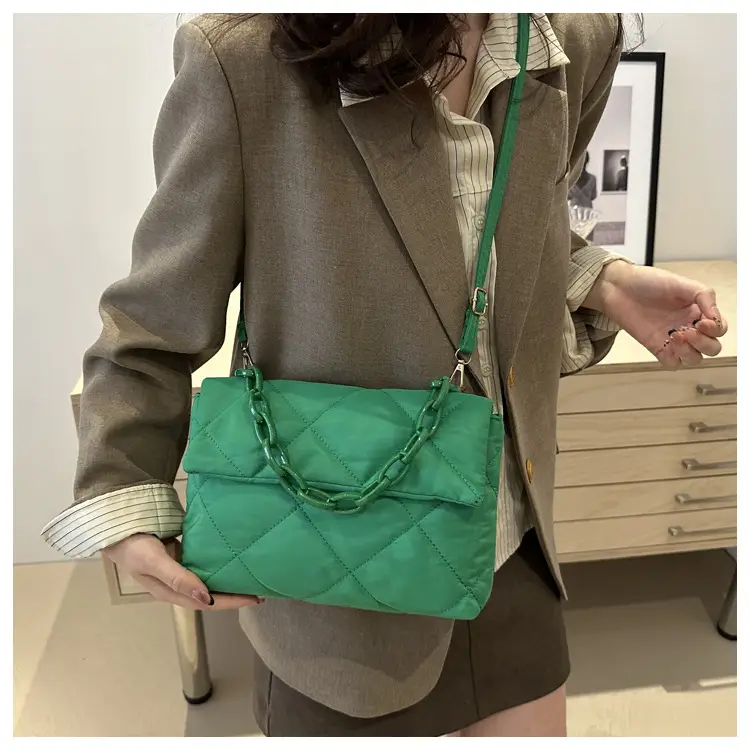 Winter Shoulder Bag Women's Purple Rhombic Crossbody — feature 21