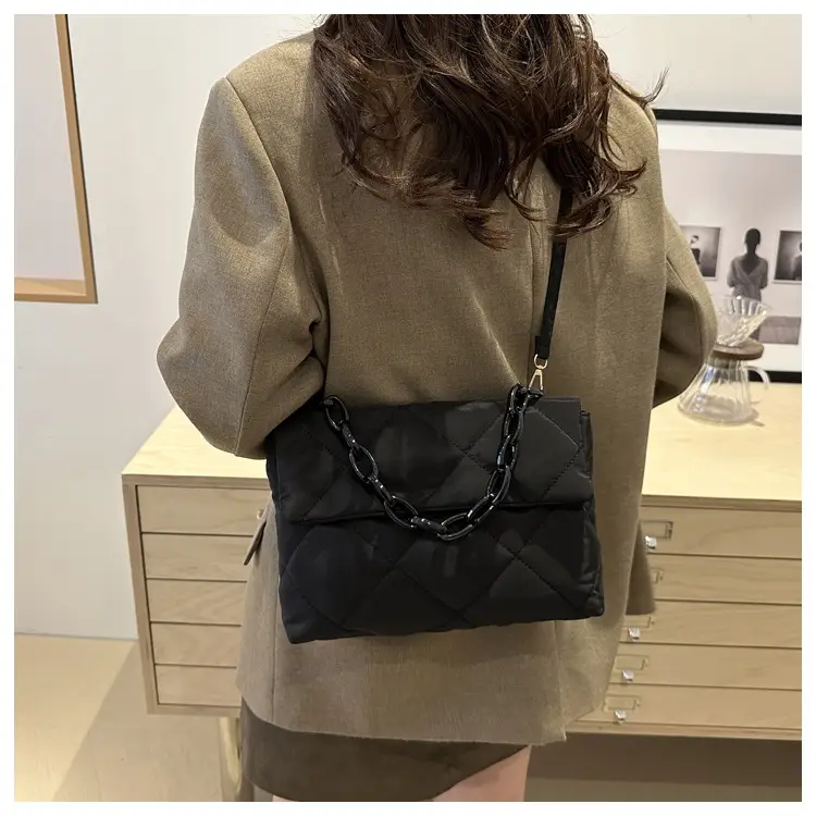 Winter Shoulder Bag Women's Purple Rhombic Crossbody — feature 23