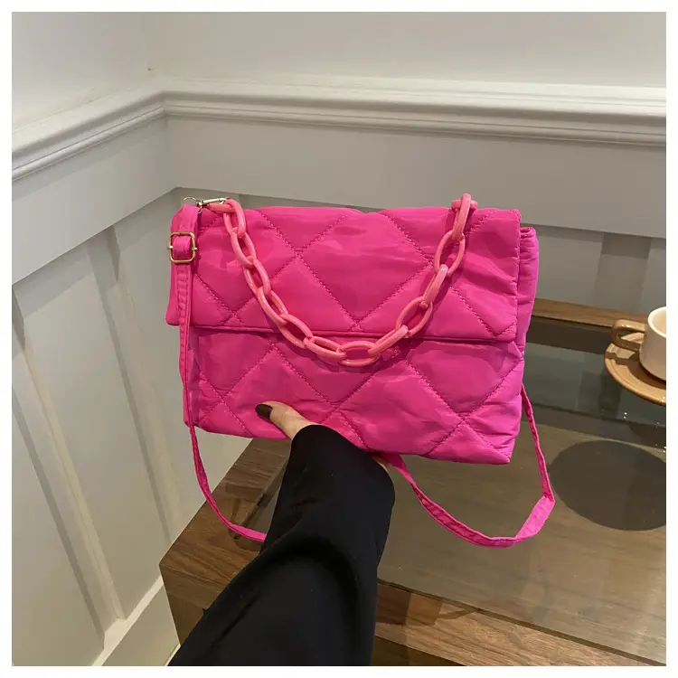 Winter Shoulder Bag Women's Purple Rhombic Crossbody — feature 27